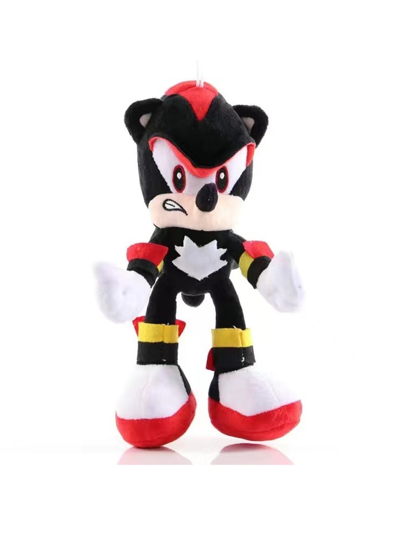 New Super Sonic Mouse Super Sonic Plush Toy Sonic Cartoon Plush Toy Doll Backpack Doll Children's Gift (Black-27CM) - Image 1