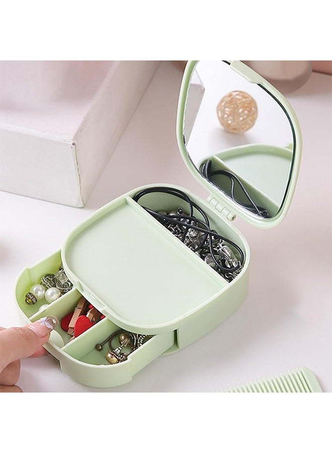 Portable Makeup Mirror, Travel Cosmetic Organizer Box, Compact Beauty Storage Case, Stylish Vanity Mirror with Hidden Compartment, for Women, 1.34 Inches APS PC - Image 2