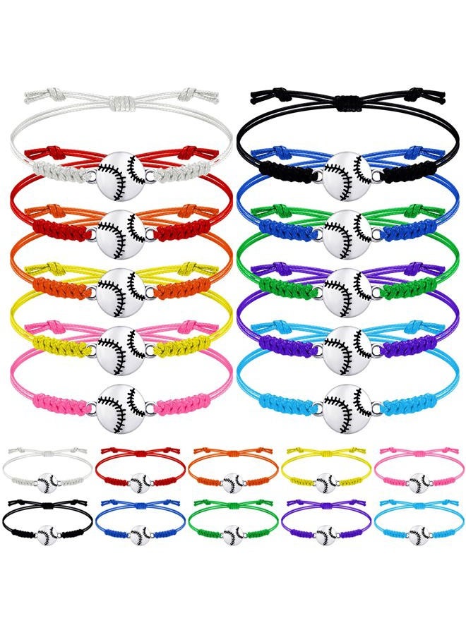 Jadive 20 Pieces Softball Bracelet Softball Gifts Softball Charm Bracelet Adjustable Sport Bracelet for Girls Teens Most Sport Players, alloy, wax rope, alloy, wax rope - Image 1