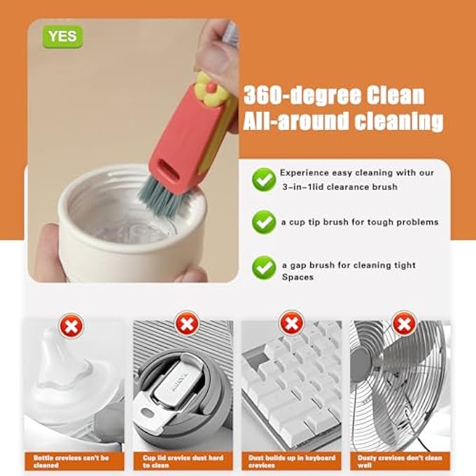 rayihni 4 Pack 3 In 1 Cup Lid Gap Cleaning Brush Set Portable Cup Lid Cleaning Brush Multifunctional Bottle Cleaning Brush Cup Lid Gap Cleaner Crevice Cleaning Brush For Bottle Gap Colors - Image 5