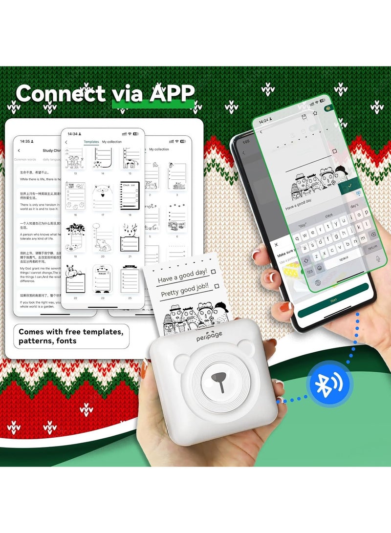 PeriPage Bisofice PeriPage Mini Printer, PeriPage A6 Pro 304DPI, Pocket HD Wireless BT Thermal Printer Picture Photo Label Memo Notes Journal Receipt Paper Instant Printer Sticker AR Photo Inkless Printing - Image 5