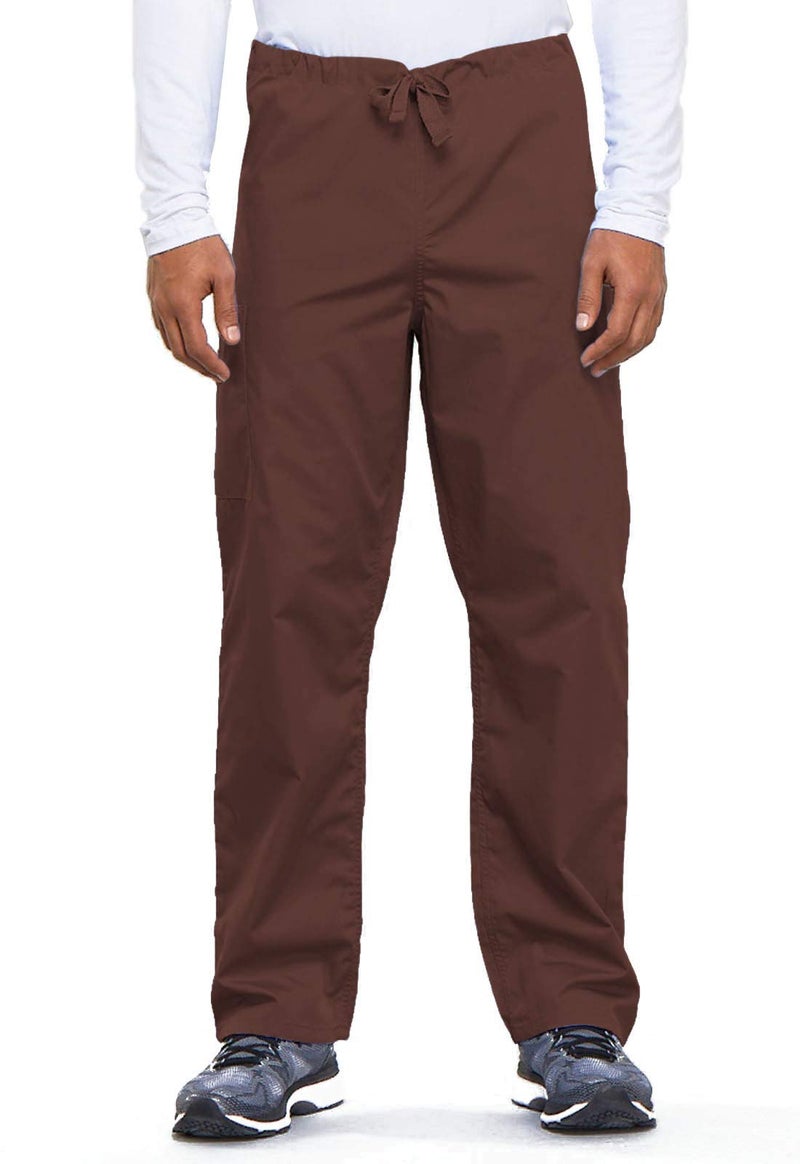 Cherokee Men's Originals Unisex Drawstring Cargo Scrub Pant, Chocolate, Medium