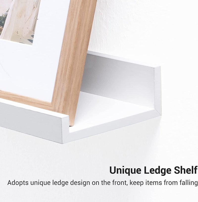 Streem Sheesham Wood Floating Shelves, Wall Shelves Set of 3, Picture Shelf Photo Ledge Shelves for Bathroom Kitchen and Bedroom,Livingroom & Office (35 inch, White) - Image 5