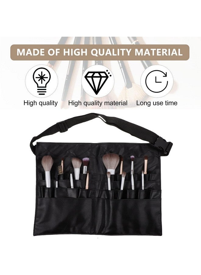 KIRA KIRA Folding Makeup Brush Pouch with Artist Belt Strap for Makeup Artist & Makeup Brush Organizer with Premium Leather Pouch for Women (Black) - Image 5
