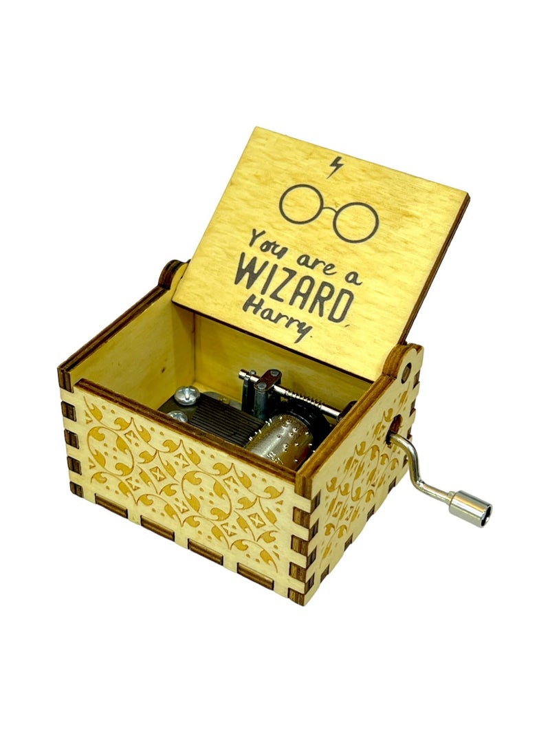 Augen Music Box Gift- Wooden Music Box, Laser Engraved Vintage Music Boxes Birthday/Valentine's Day Gift Harry Wizard (Mini 11), Music - Image 1