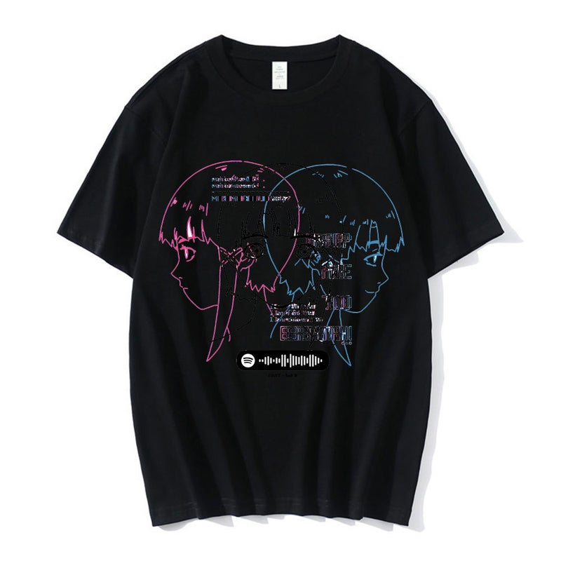 Lain Ringtone Anime Series Experimental Pattern T-Shirt For Men And Women Iwakura Manga Girl Sci-Fi Short Sleeve - Image 1