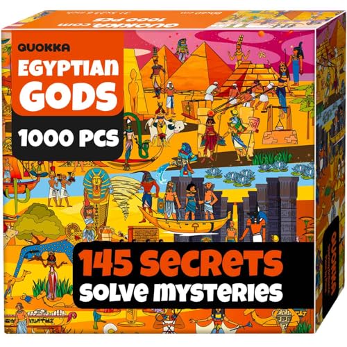 QUOKKA 1000 Piece Puzzle for Adults Egyptian Gods  Adult Puzzles with Secret Tasks  Immersive Audio Story of Ancient Myths and Legends for Deep Relaxation for Challenge Puzzle Lovers - Image 1