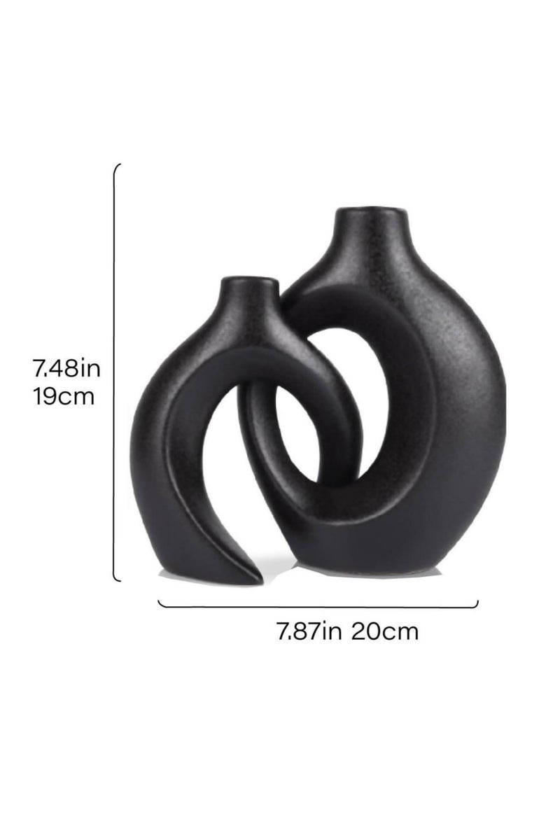 Captaintech Black Ceramic Vase Home Decor,Crossed Flower Vases Set of 2 Modern Vase for Living Room Shelf Office Decor Centerpiece Table Decorations Decorative Vases for Flowers Wedding Gifts - Image 2