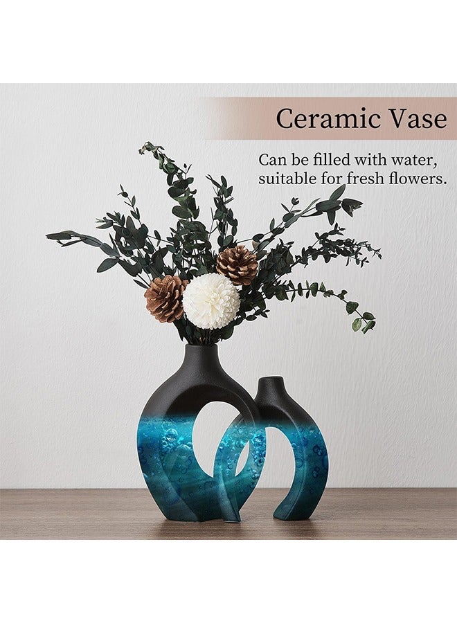 Captaintech Black Ceramic Vase Home Decor,Crossed Flower Vases Set of 2 Modern Vase for Living Room Shelf Office Decor Centerpiece Table Decorations Decorative Vases for Flowers Wedding Gifts - Image 4