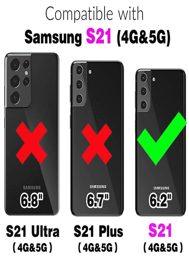 أسو ويش جراب محفظة متوافق مع سامسونج جالاكسي S21 5G بشاشة 6.2 بوصة من أسويش، مع واقي شاشة من الزجاج المقوى، وحامل بطاقات قابل للطي، وغطاء هاتف، وحامل ملحقات للهواتف المحمولة، مناسب للرجال والنساء، باللون الأخضر. - Image 2