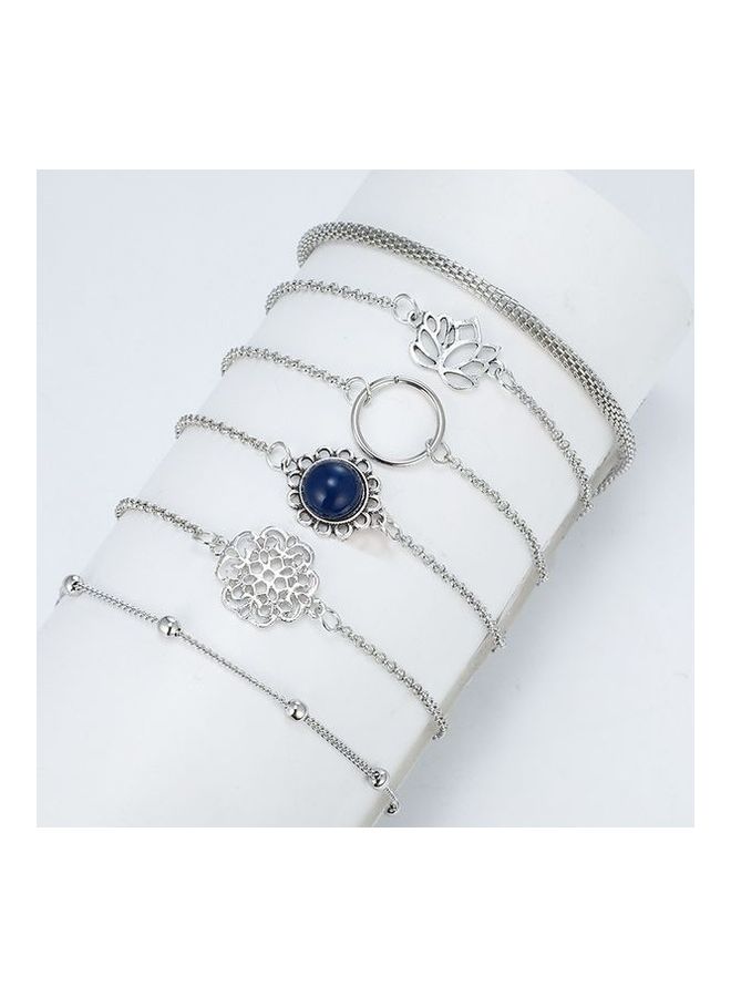 NIBEMINENT 6-Piece Lotus Leaf Cobblestone Flower Design Fashion Bracelets Set  - Image 1