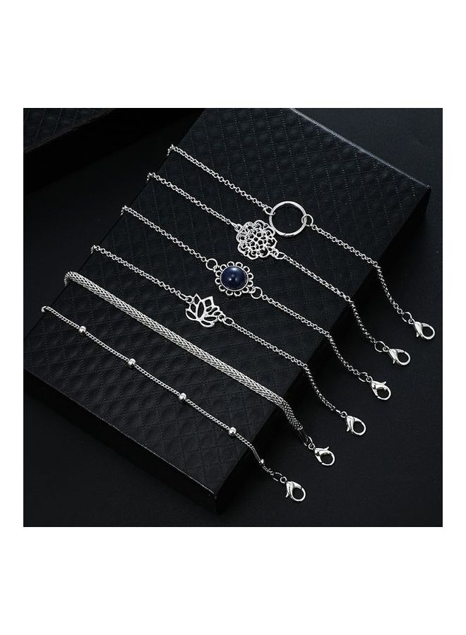 NIBEMINENT 6-Piece Lotus Leaf Cobblestone Flower Design Fashion Bracelets Set  - Image 3