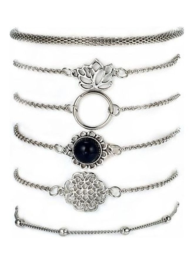 NIBEMINENT 6-Piece Lotus Leaf Cobblestone Flower Design Fashion Bracelets Set  - Image 5