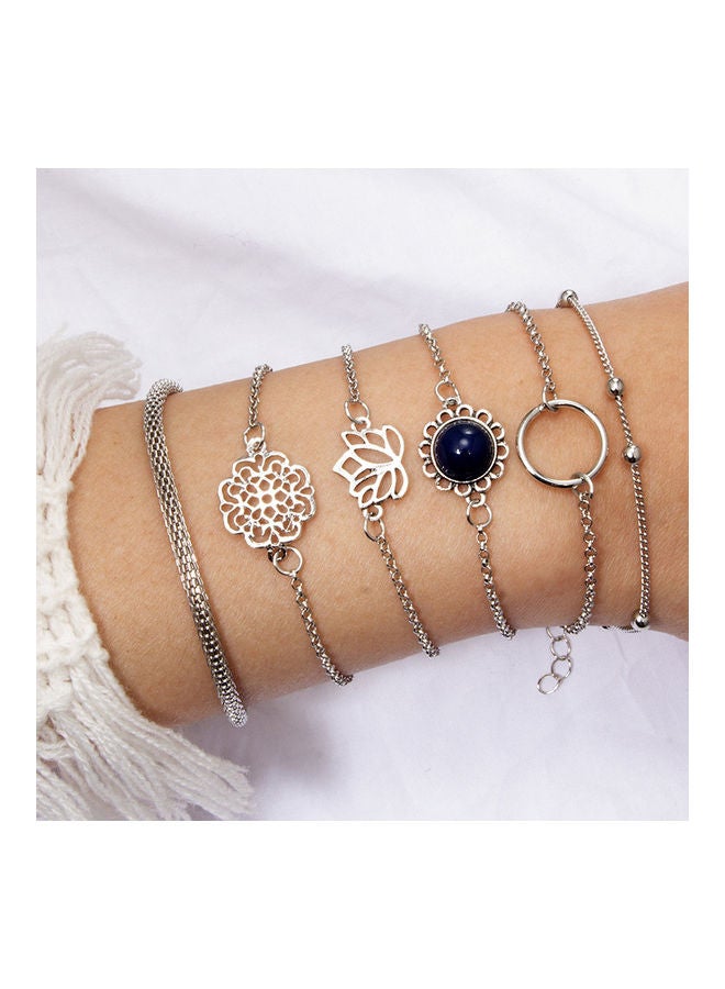 NIBEMINENT 6-Piece Lotus Leaf Cobblestone Flower Design Fashion Bracelets Set  - Image 2