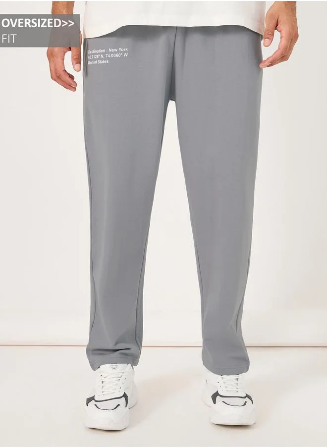Styli Styli Slogan Print Oversized Open Hem Joggers