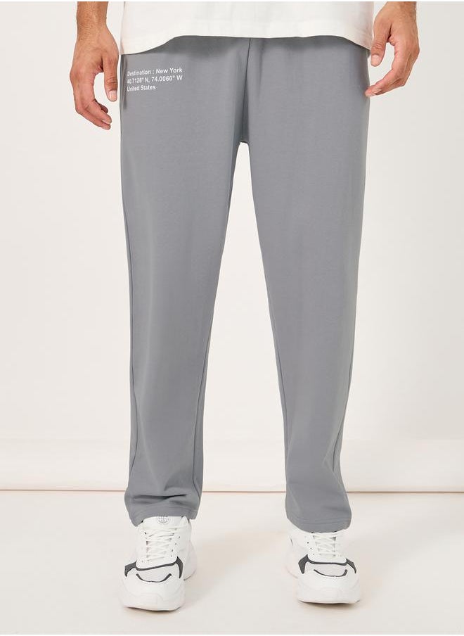 Styli - Slogan Print Oversized Open Hem Joggers - Image 1