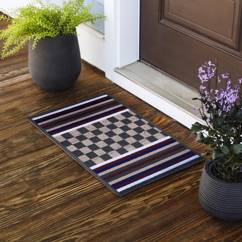 Status Contract Anti Slip Front Monsoon Doormat (38x58cm)| Living Room Rug |Polypropylene Floor Mat for Home|Essential Small Rug for Office, Bedroom & Kitchen|-Pack of 2(Grey), Rectangular - Image 2