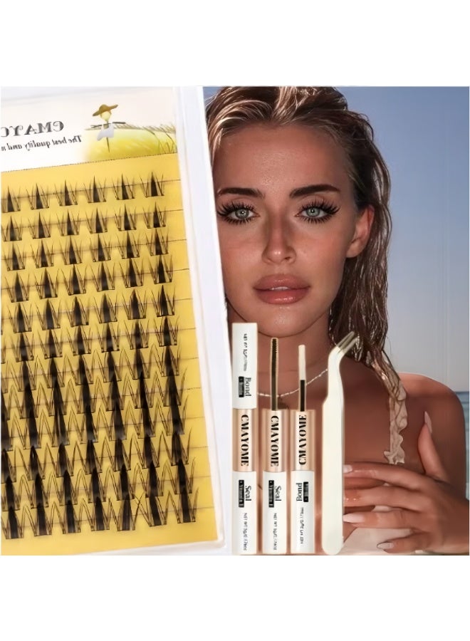 CMAYOME Cluster Lash Extension Kit 120Pcs Individual DIY Eyelash Clusters 8-16mm Mixed Length Lash Bond & Seal Glue Tweezers At Home Self Application Volume Wispy False Eyelashes Set For Beginners - Image 4