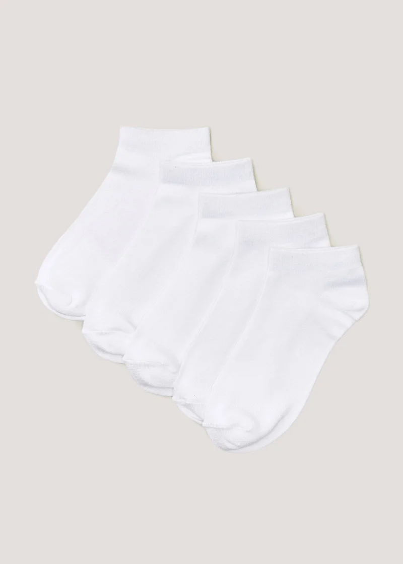 Matalan 5 Pack White Soft Touch Bamboo Trainer Socks
