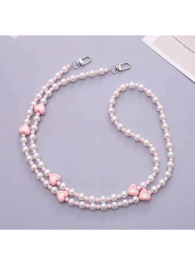 NIBEMINENT Phone Charm/ Chain Strap for Women Girls, Acrylic Heart Cell Phone Case Lanyard Wrist Strap，K2046/Pink - Image 1