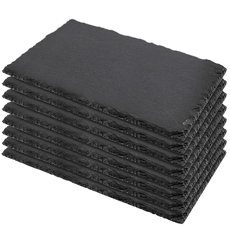 MUKLEI 8 PCS 10 x 47 Inch Black Slate Cheese Boards Black Slate Serving Platter with Natural Edge Slate Stone Serving Tray for Cheese Charcuterie Sushi Appetizers