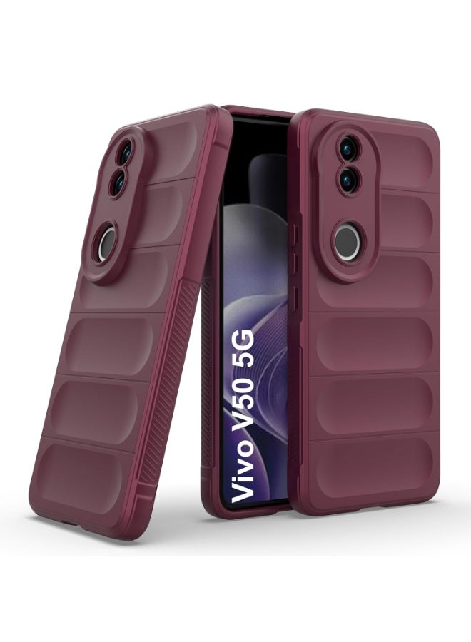 Premium Protection Back Silicone Case Compatible with Vivo V50 5G Magic Shield Shockproof Case with Camera Protection (wine Red) - Image 1