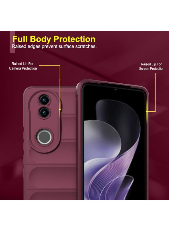 Premium Protection Back Silicone Case Compatible with Vivo V50 5G Magic Shield Shockproof Case with Camera Protection (wine Red) - Image 2