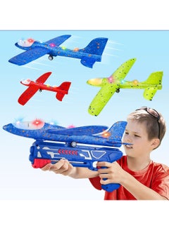 Swift 3 Pack Airplane Toy with Launcher, LED Foam Airplane Launcher Toy for Kids, 2 Flight Mode Airplanes Toys, Outdoor Toys for Boys Girls  - Image 1