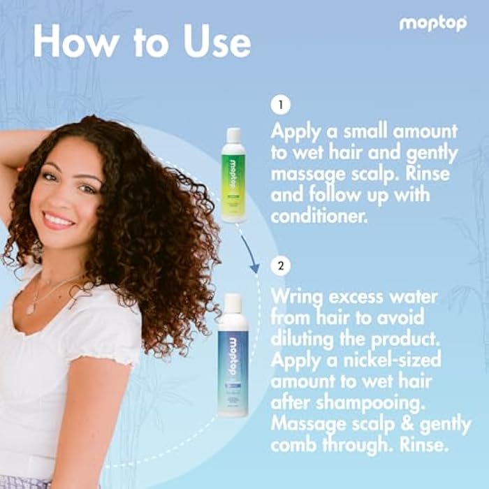 MopTop Sulfate Free Shampoo and Conditioner – Curly Hair Natural Shampoo and Conditioner Helps Restore Dry Damaged Hair & Reduce Frizz, Paraben Free Natural Hair Products for All Hair Types (2pk) - Image 5