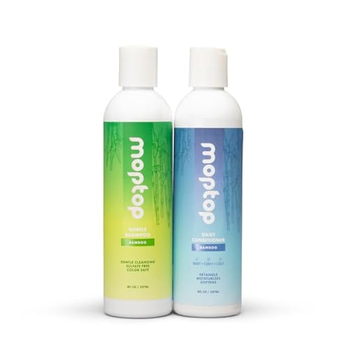 MopTop Sulfate Free Shampoo and Conditioner – Curly Hair Natural Shampoo and Conditioner Helps Restore Dry Damaged Hair & Reduce Frizz, Paraben Free Natural Hair Products for All Hair Types (2pk) - Image 1