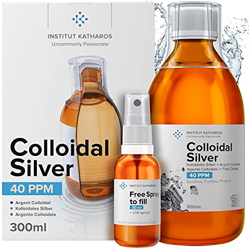 Institut Katharos Colloidal Silver Liquid 10 fl oz & Spray to Fill ● Bioactive Hydrosol Silver Water ● Natural Immune Support Nano Sol Supplement Solution ● Ionic Minerals 40 PPM ● Organic Structured Plata Coloidal - Image 1