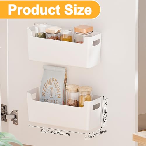 IGUOCY 2 Pcs Kitchen Cabinet Door OrganizerAdhesive Mount Inside Cabinet Door StorageUnder Sink Door Storage Shelf for KitchenBathroomOfficeGarageCraft RoomWhite - Image 3