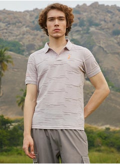 كامبوس سوترا Men's Nude Purple Solid Creased Polo T-Shirt  - Image 2