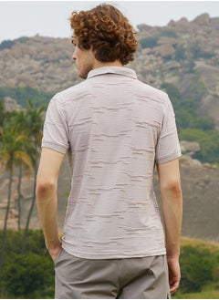 كامبوس سوترا Men's Nude Purple Solid Creased Polo T-Shirt  - Image 5