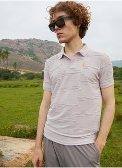 كامبوس سوترا Men's Nude Purple Solid Creased Polo T-Shirt  - Image 1