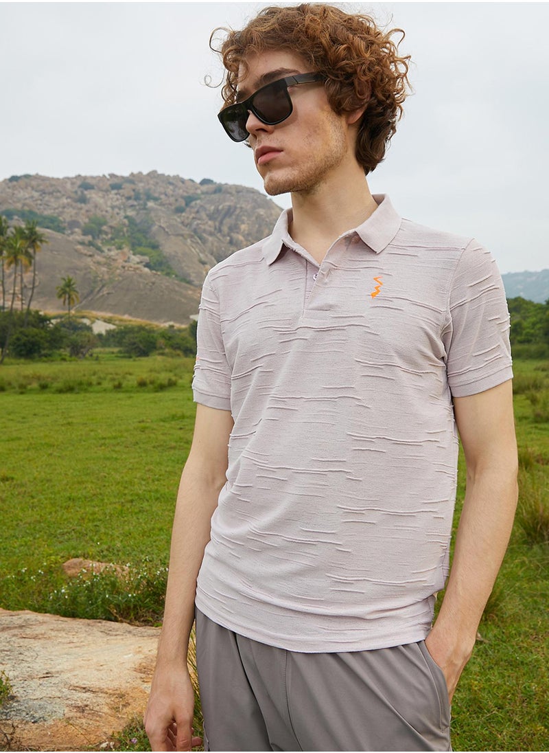 Campus Sutra Men's Nude Purple Solid Creased Polo T-Shirt  - Image 1