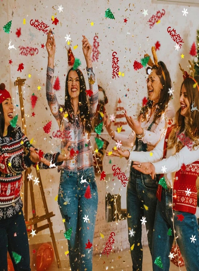 YUJUN GRACCEE 2200PCS Christmas Confetti Glitter Xmas Pentagram Tree Marry Christmas Mixed Foil Table Confetti Sequins for Christmas Party or DIY Decoration - Image 5