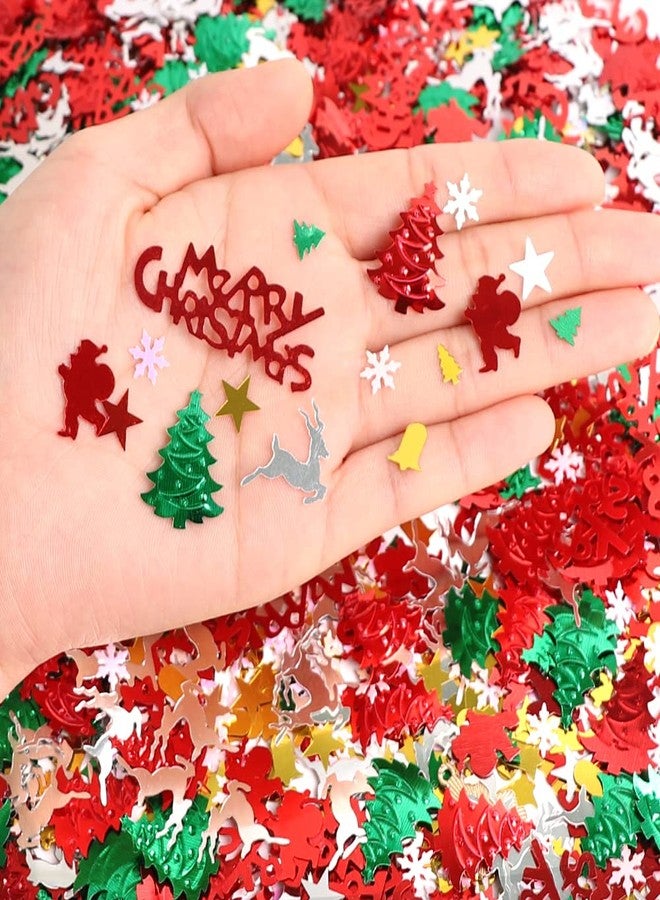 YUJUN GRACCEE 2200PCS Christmas Confetti Glitter Xmas Pentagram Tree Marry Christmas Mixed Foil Table Confetti Sequins for Christmas Party or DIY Decoration - Image 2