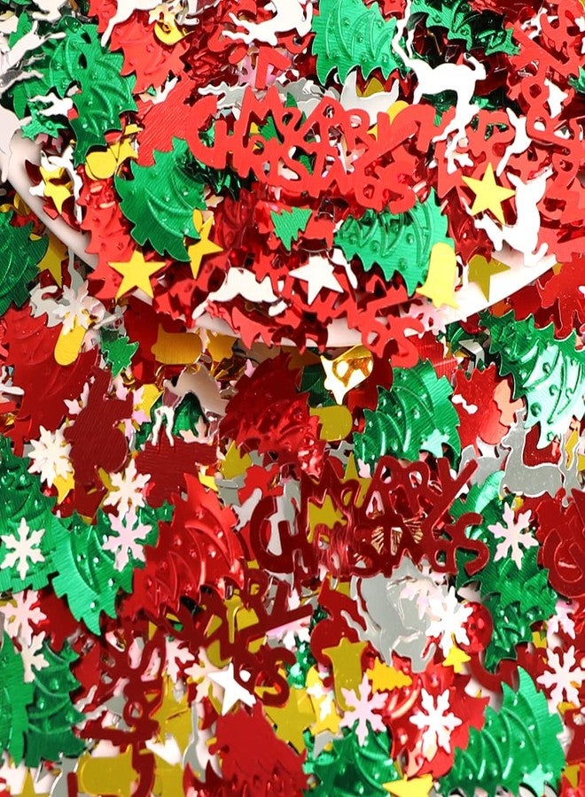 YUJUN GRACCEE 2200PCS Christmas Confetti Glitter Xmas Pentagram Tree Marry Christmas Mixed Foil Table Confetti Sequins for Christmas Party or DIY Decoration - Image 3