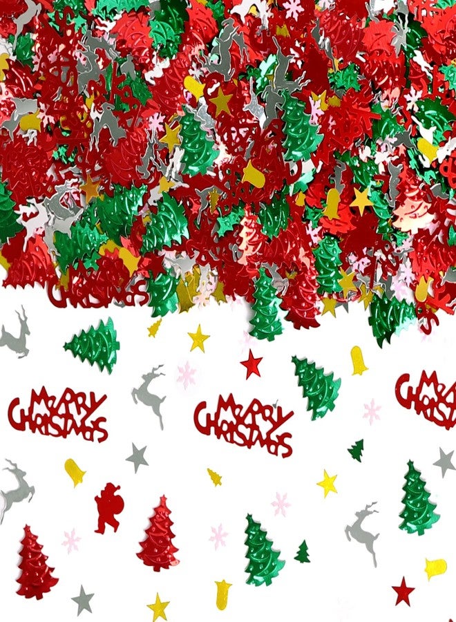 YUJUN GRACCEE 2200PCS Christmas Confetti Glitter Xmas Pentagram Tree Marry Christmas Mixed Foil Table Confetti Sequins for Christmas Party or DIY Decoration - Image 1