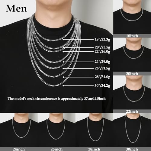 HZMAN 5mm Cuban Chain for Men Stainless Steel Men's Black Chain Diamond Cut Hip Hop Link Chains Necklace 16-30 Inch (16in) - Image 5