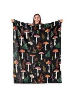 Sowide Black Mushroom Decor Blanket Lightweight All Season Plant Mushrooms Throw Blanket for Couch Sofa Bed Mushroom Decor Birthday Gifts Blankets for Adult Baby Kids Pet Blanket All Season 40"x50"  - Image 1