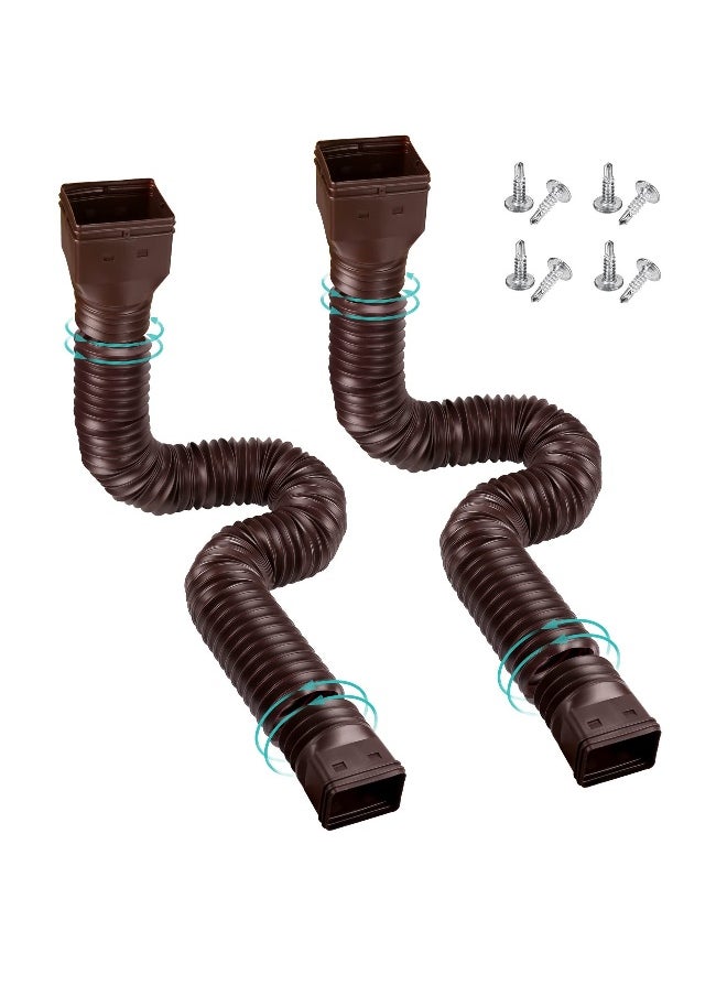 Generic - 2Pcs Rain Gutter Downspout Extensions, Drain Downspout Extender Diverter Extendable from 21 to 58 inches, Rain Gutter Downspout Extension for Most Residential Downspouts (Brown) - Image 1