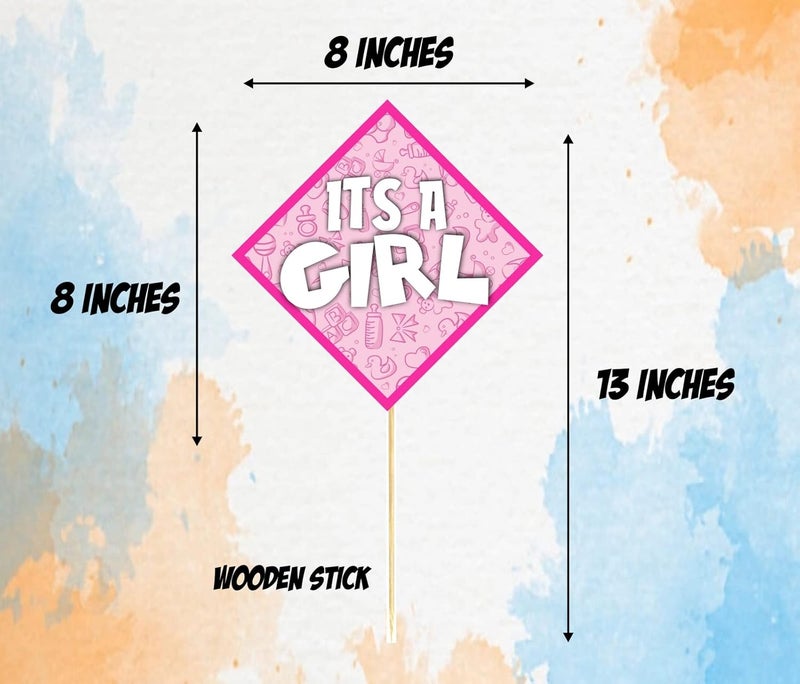Balloonistics Balloonistics Its a Girl Baby Shower Baby Welcoming Photo Booth Props on Stick 10 Ct - Image 2