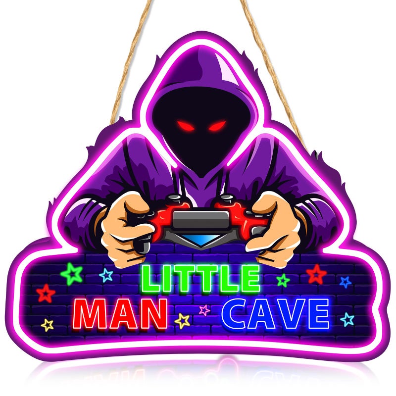 kokolap Little Man Cave Sign Wooden Game Room Decor - Image 1