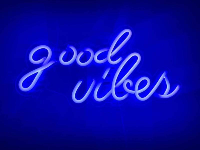 VYNES Good Vibes LED Neon Signs Light LED Art Decorative Sign - Wall Decor/Table Decor, Home Decor for Wedding Party Kids Room Living Room House Bar Pub Hotel Beach (Blue) - Image 3