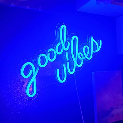 VYNES Good Vibes LED Neon Signs Light LED Art Decorative Sign - Wall Decor/Table Decor, Home Decor for Wedding Party Kids Room Living Room House Bar Pub Hotel Beach (Blue) - Image 2