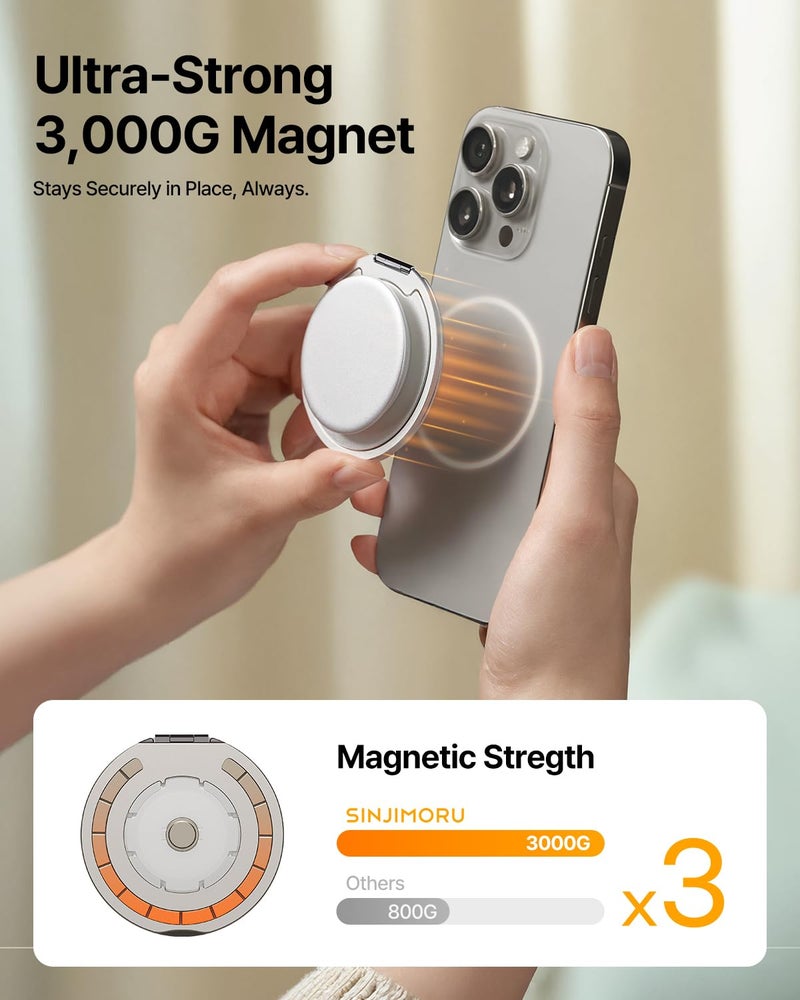 سينجيمورو Sinjimoru Magnetic Phone Grip for MagSafe, Kick-Out Ring Stand, Pink - Image 4