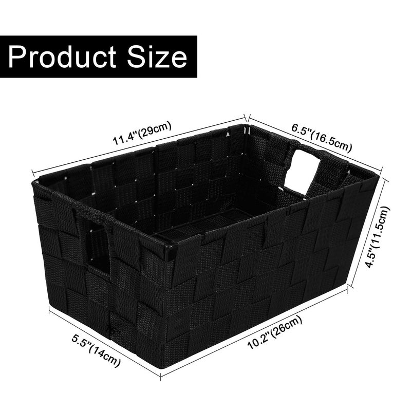 Homyfort Woven Black Storage Baskets Shelf Tote Boxes Container, Durable Storage Organizer Bins with Built-in Handles for Bedroom, Office, Closet, Kids Room, Nursery, 3-Pack,11.4â€x 6.5â€x 4.5â€ - Image 4