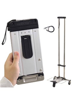 Mini Folding Hand Truck, Dolly Cart with Ropes, Luggage Cart with 2 Wheels Loadable Up to 22lbs, Compact, Mini Lightweight for Travel/Auto/Moving/Office Use, Fits Most Backpacks